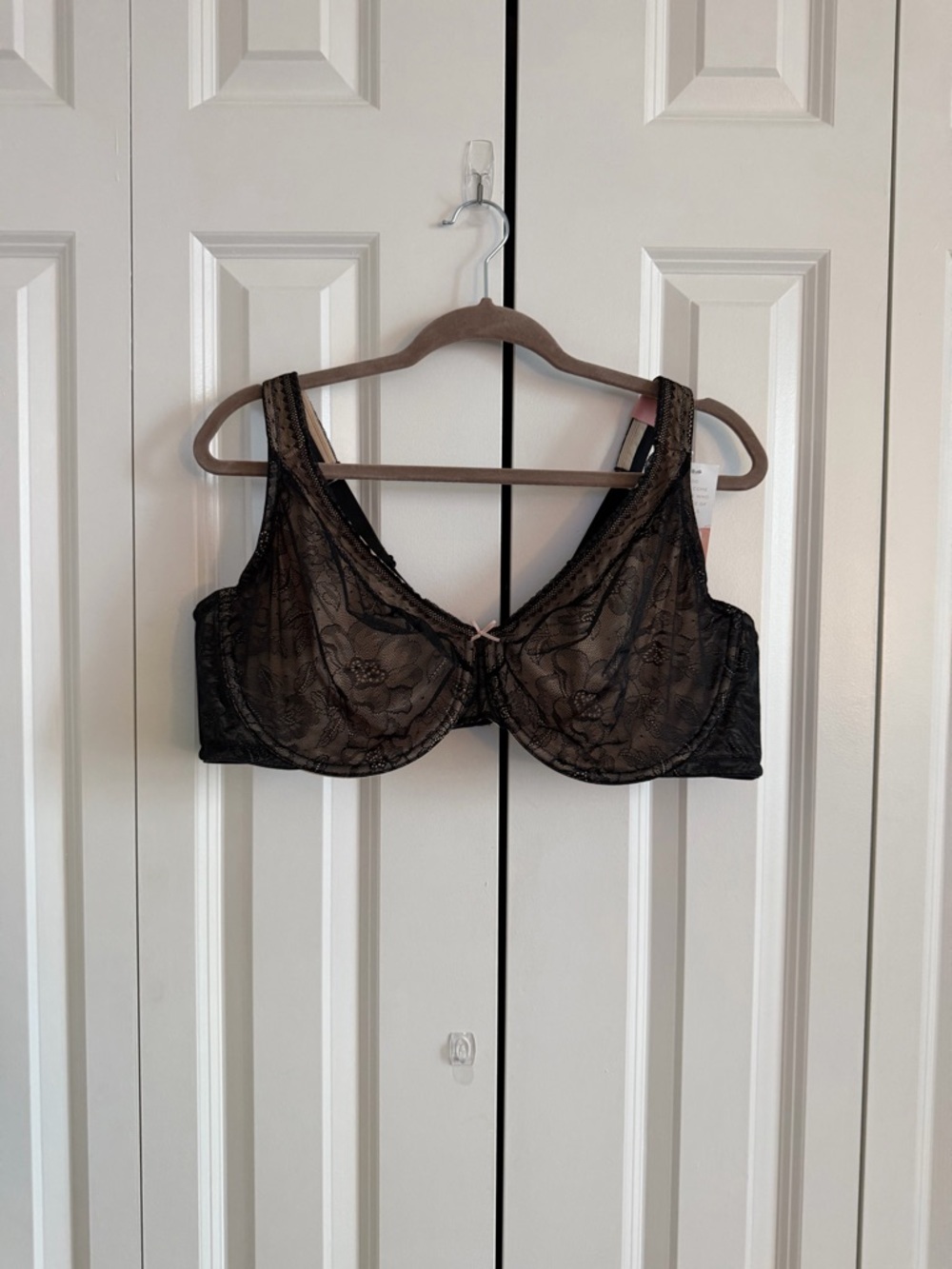 Cacique Black Sheer Lace Underwire Bra